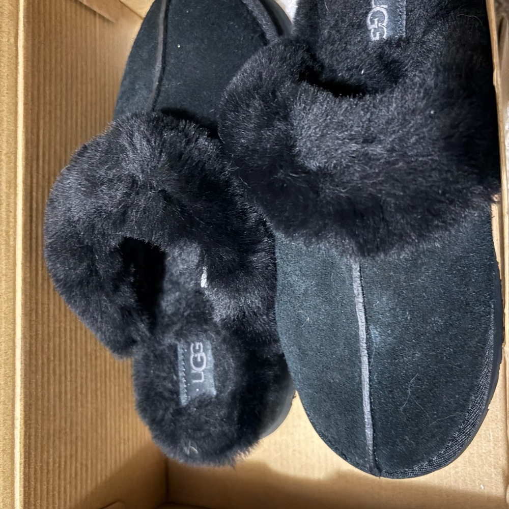 UGG Women's Plush Black Slippers